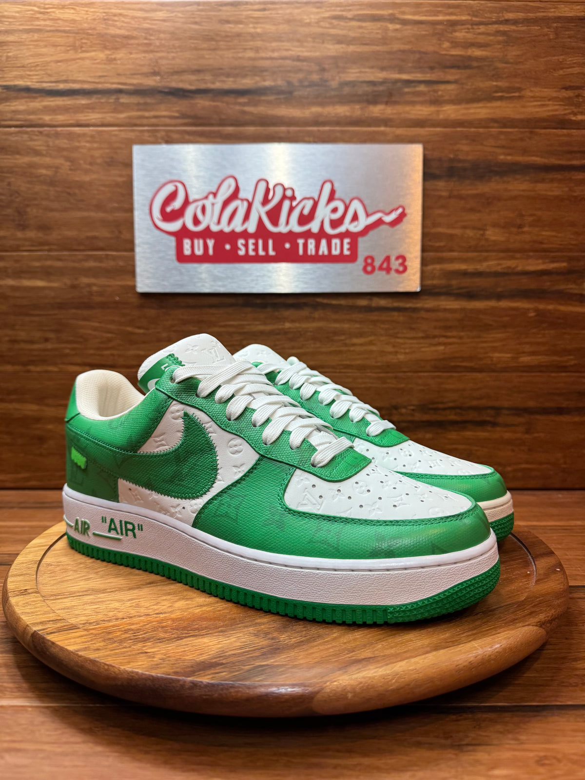 Louis Vuitton Nike Air Force 1 Low By Virgil Abloh White Green (Tried On)