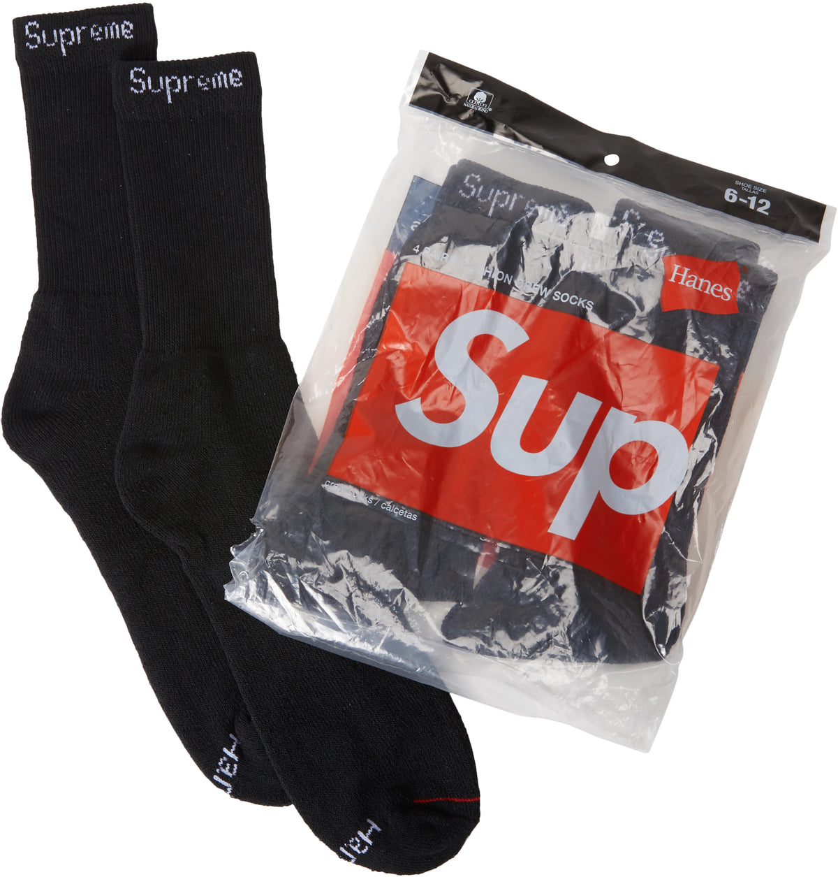 Supreme Hanes Socks (1 Pair) Black