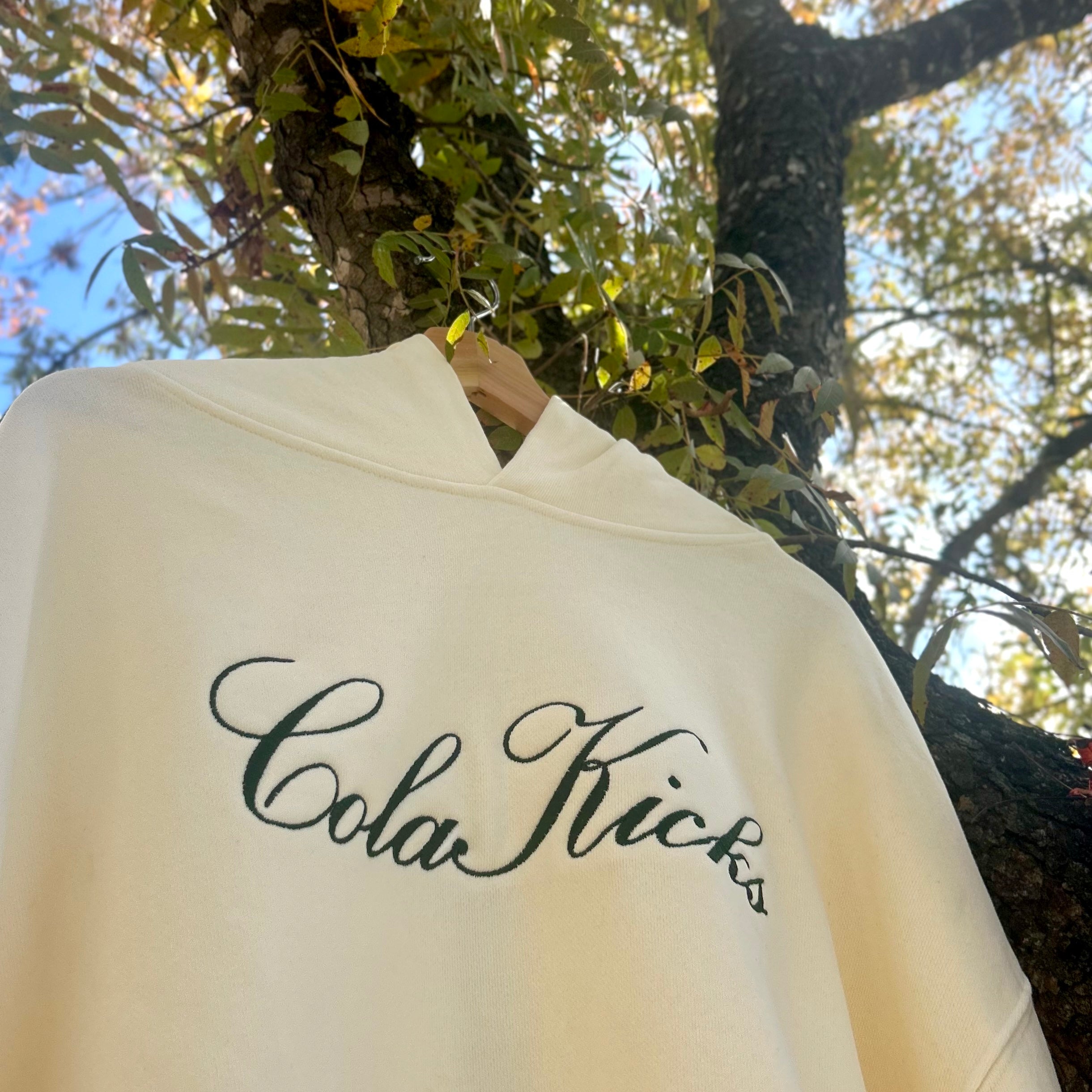 ColaKicks Cream Heavyweight Script Embroidered Hoodie