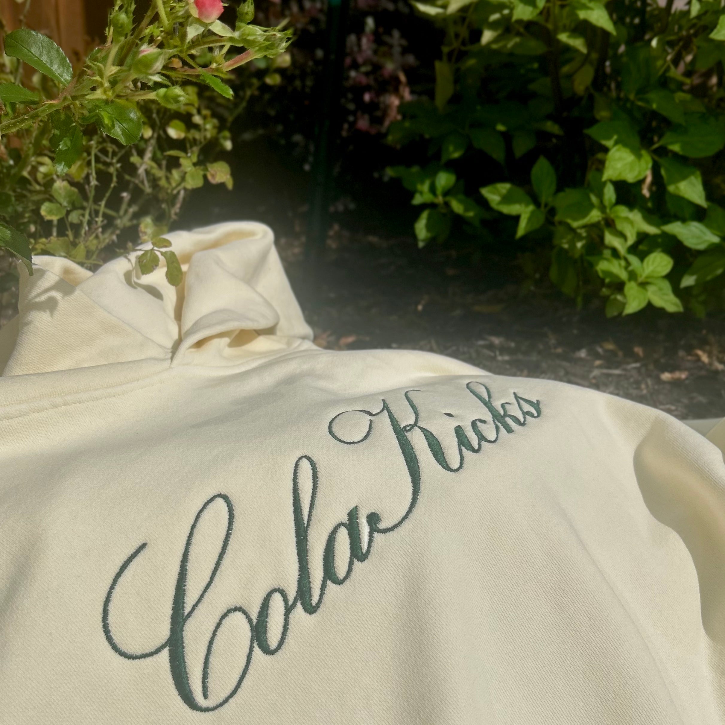 ColaKicks Cream Heavyweight Script Embroidered Hoodie