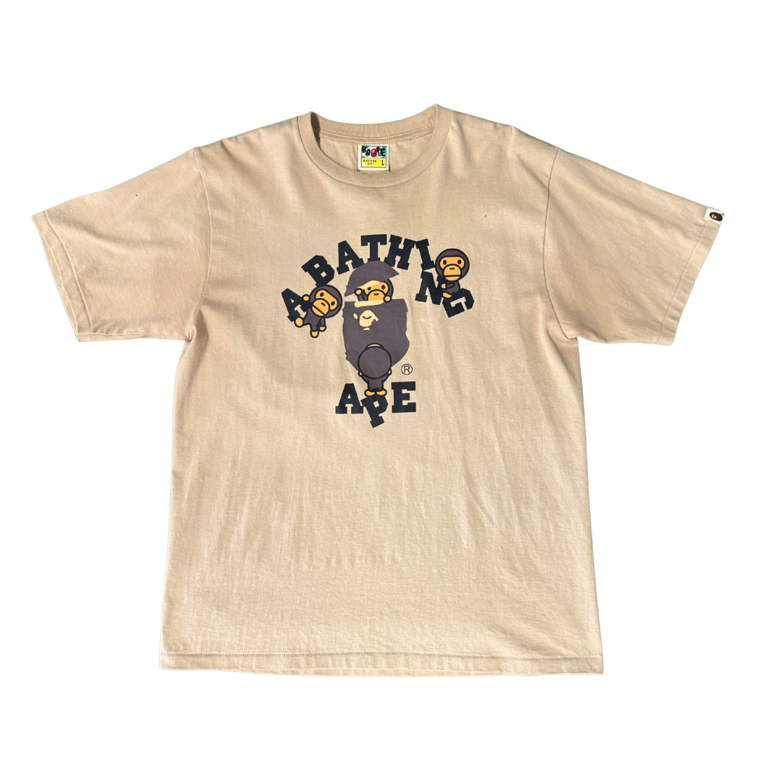 BAPE College Milo Tee Beige