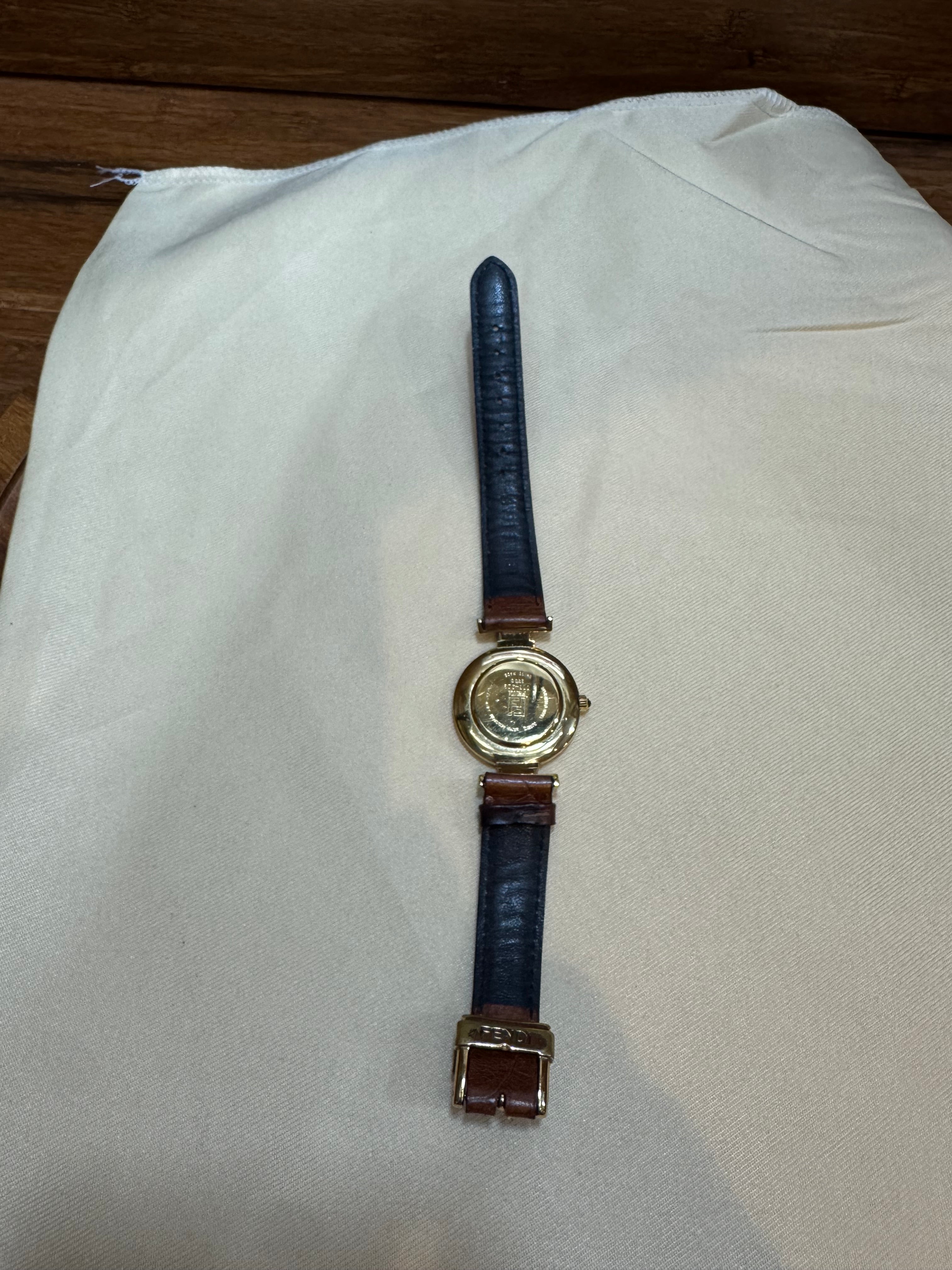 Fendi 3200 FF Dial Brown Leather Strap
