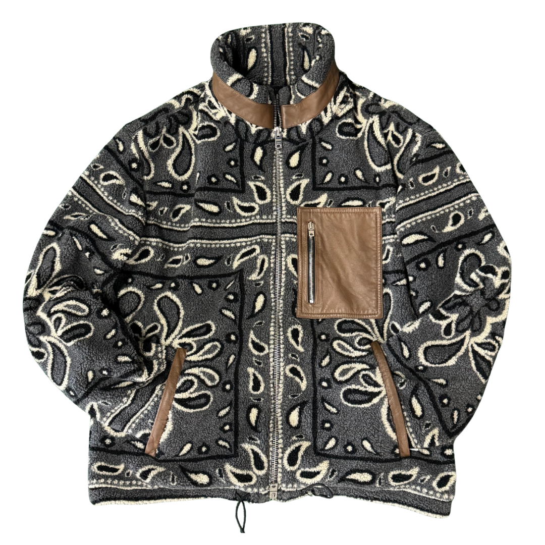 AMIRI Bandana Fleece Zip Up Jacket