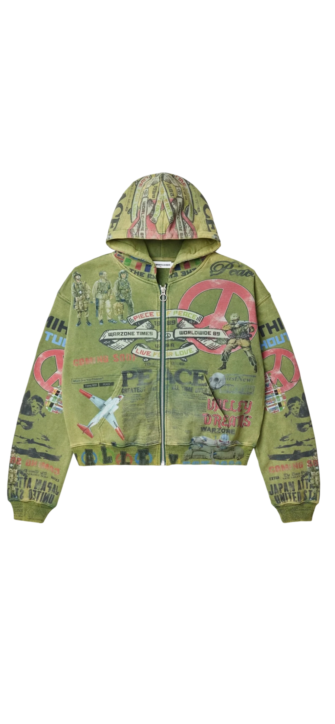 Vale Peace Hoodie Olive Green Size XL