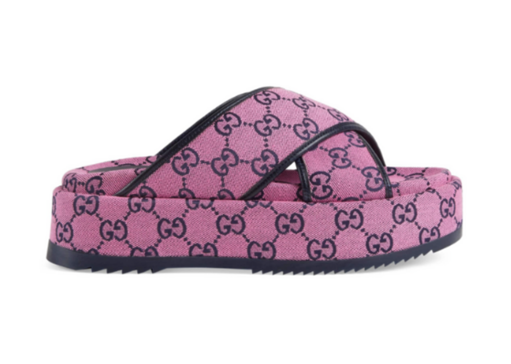 Gucci GG Supreme Pink/Black Platform Sandal (EU-38)