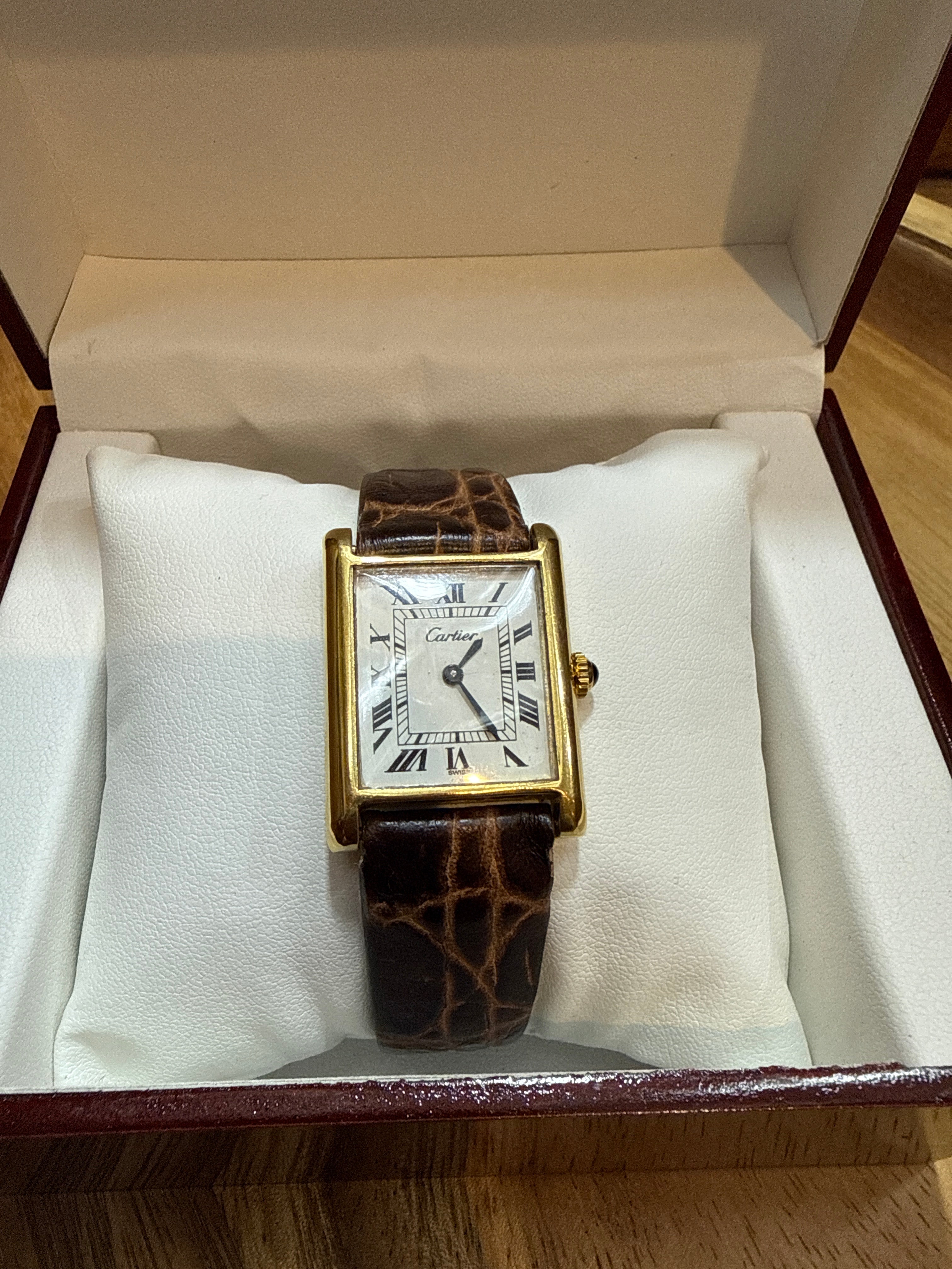 Vintage 1975 Cartier Tank Pre-Must 23mm 18K Gold Plated Hand Wind