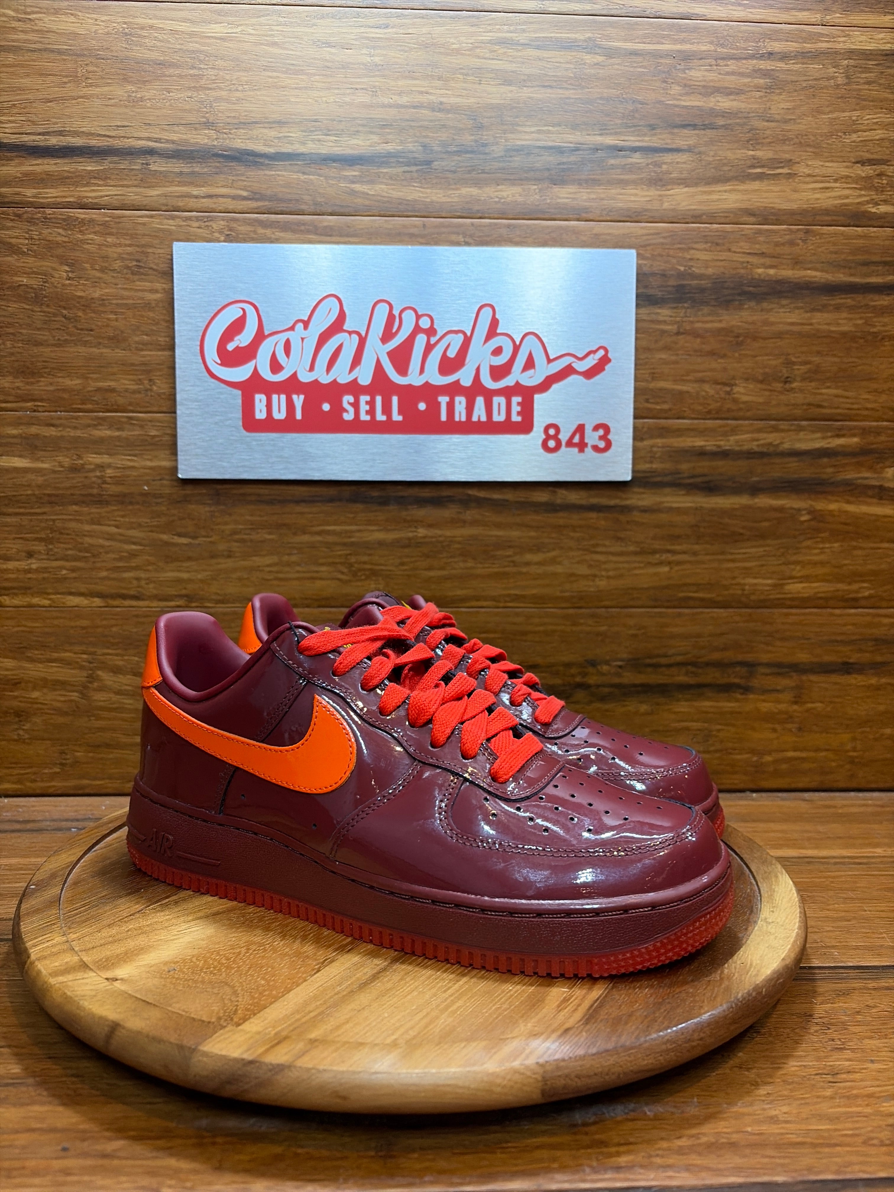 Nike Air Force 1 Low Patent Leather Dark Team Red Safety Orange
