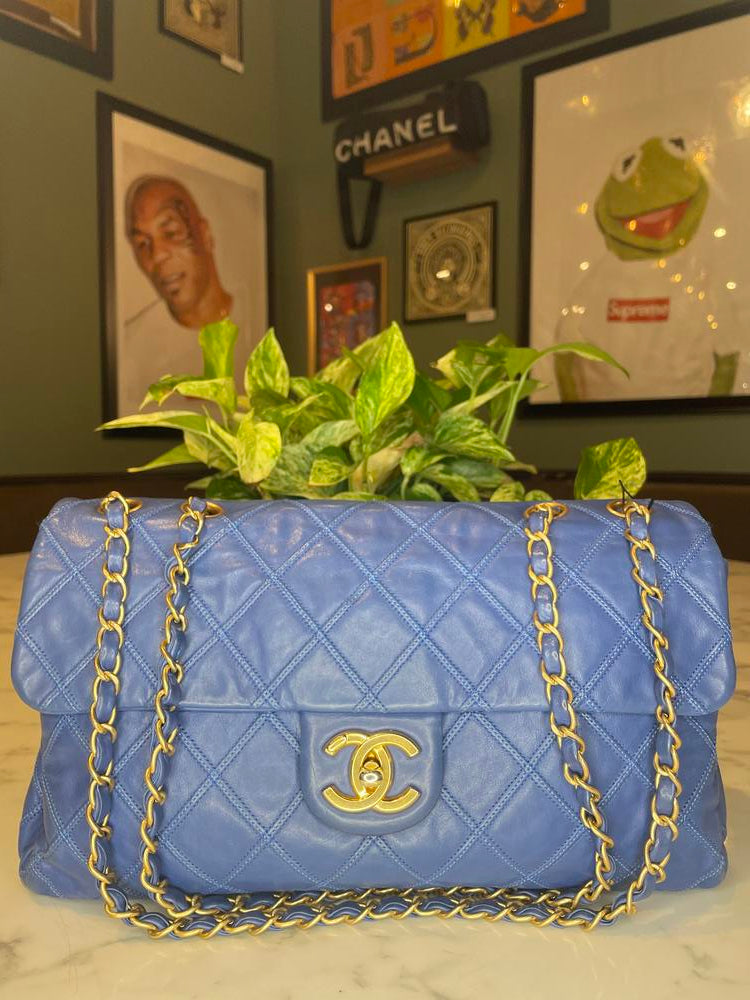 Chanel Calfskin Stitched Thin City Blue