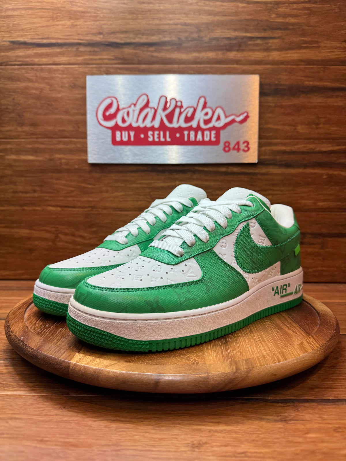 Louis Vuitton Nike Air Force 1 Low By Virgil Abloh White Green (Tried On)