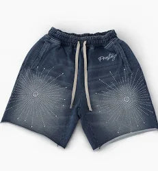 Prestige Star Rhinestone Shorts Blue