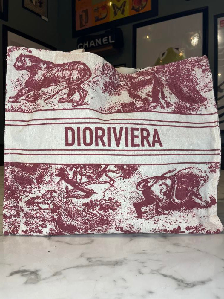 Dior Red Dioliviera Novelty Book Tote