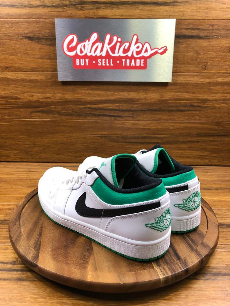 Jordan 1 Low White Lucky Green Tumbled Leather (GS)