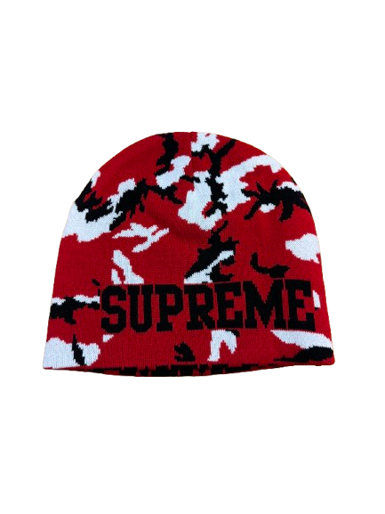 Supreme Reversible Camo Beanie Red
